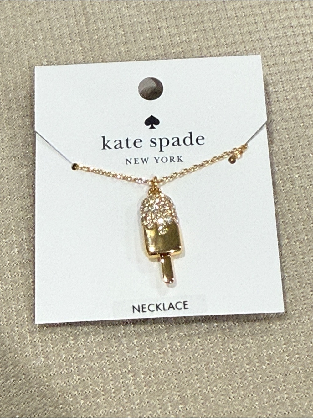 NEW - kate spade gold-tone crystal popsicle pendant necklace